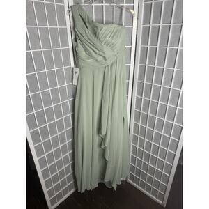 Sage A-Line One Shoulder Chiffon Dress Brand New Size 14